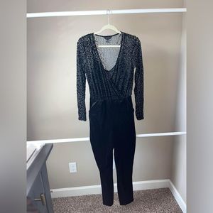 ASOS Leopard Black Long Sleeve Jumpsuit
